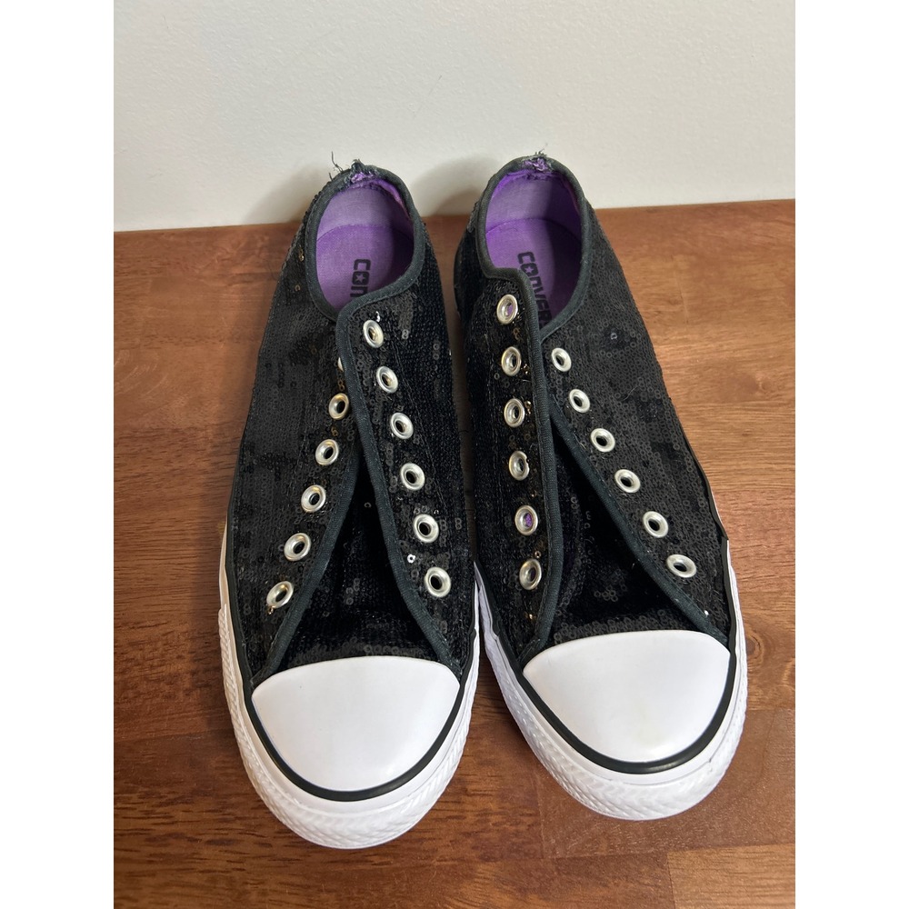 Converse Chuck Taylor Black Sequin Sneakers Mens 8 Womens 10
